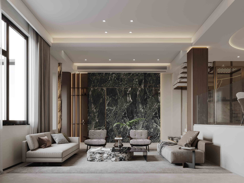  意式别墅客餐厅3d模型 