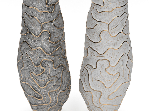  金线花瓶 器皿3d模型 