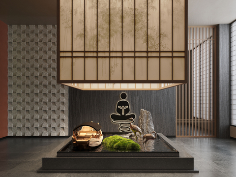  新中式景观造景 苔藓景观 景观小品 室内造景3d模型 