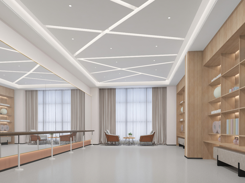  现代瑜伽室 舞蹈室3d模型 