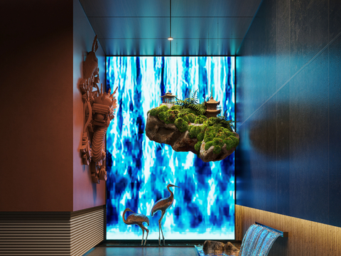  新中式景观造景 苔藓景观 景观小品 室内造景3d模型 