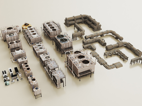  现代管道 空调管道3d模型 