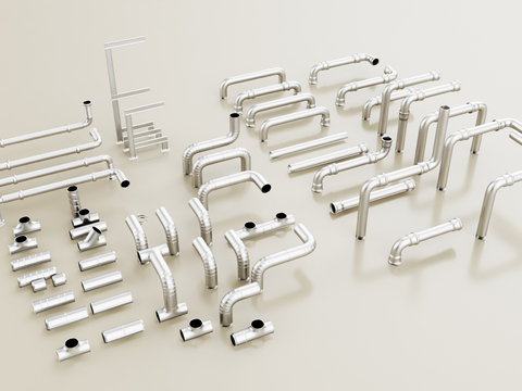  现代管道 金属管道3d模型 