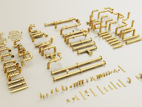  现代管道 金属管道3d模型 