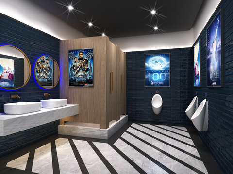  现代电影院卫生间3d模型 