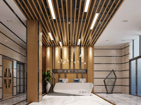  现代办公大堂 商务大堂3d模型 