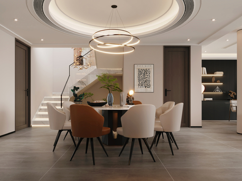  现代餐厅3d模型 