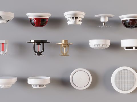  现代消防配件 烟雾报警器 应急报警器3d模型 