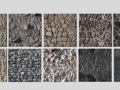  石墙 挡土墙 护坡 石头墙 景墙3d模型 