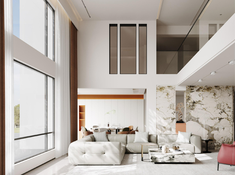  现代别墅客厅3d模型 