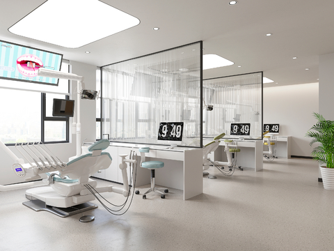  现代儿童口腔牙科 医院诊室3d模型 