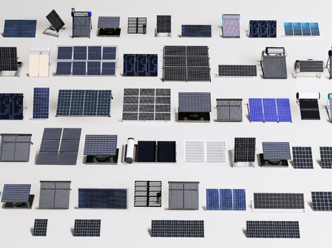  光伏板 太阳能发电板 太阳能电池板3d模型 