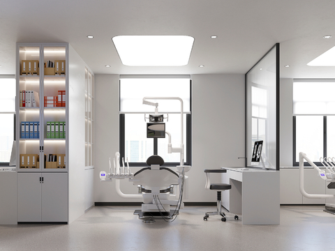  现代口腔牙科医院3d模型 