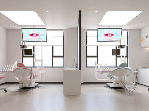  现代儿童口腔医院 诊疗室3d模型 