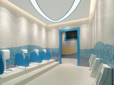  现代幼儿园卫生间3d模型 