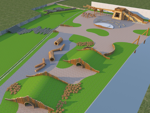  现代丛林探险乐园景观3d模型 