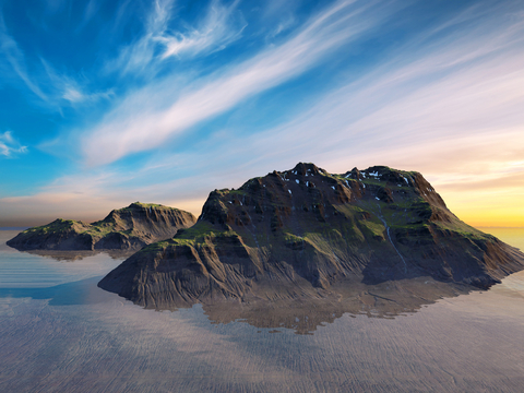  岛屿风景 山脉 地脉3d模型 