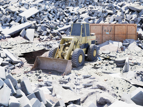  现代建筑垃圾场景3d模型 