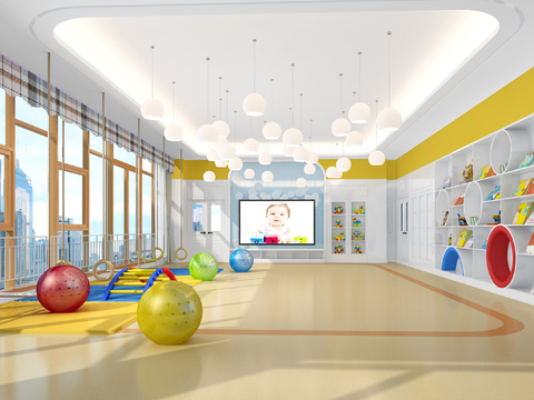  现代幼儿园 早教中心3d模型 