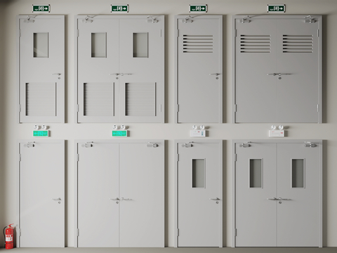  现代消防门 防火门 安全出口3d模型 