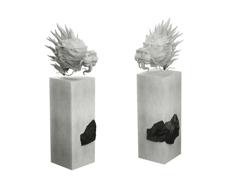  龙头雕塑 神龙摆件3d模型 