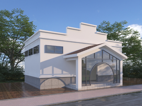  新中式公共厕所3d模型 