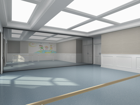  现代培训室 舞蹈教室3d模型 