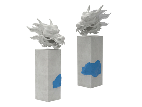  龙头雕塑 神龙摆件3d模型 