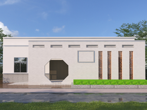  新中式公共厕所3d模型 