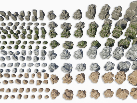  青苔石头 岩石 石块 置石3d模型 