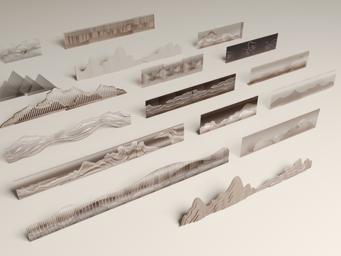  新中式景墙 入口景墙3d模型 