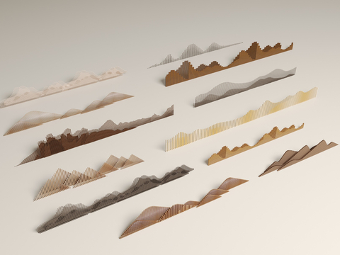  新中式景墙 公园景墙3d模型 