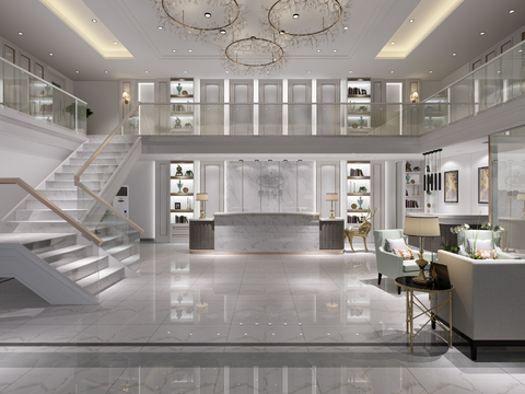  现代公司大厅 商务大堂3d模型 