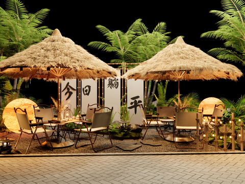  现代露营公园 营地 商业外摆3d模型 