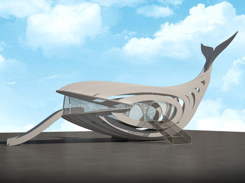  鲸鱼滑滑梯 游乐设施3d模型 