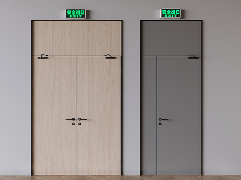  实木消防门 防火门 安全门逃生门 安全出口3d模型 