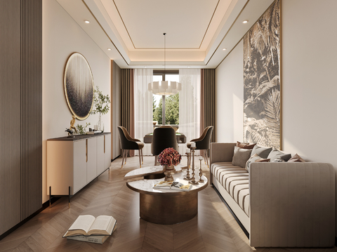  新中式棋牌室3d模型 