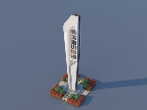  标识牌 导视logo 花池 景观小品3d模型 