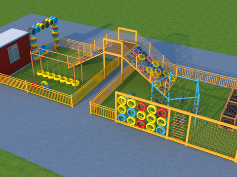 游乐堡 儿童器材 轮胎游乐设备3d模型 