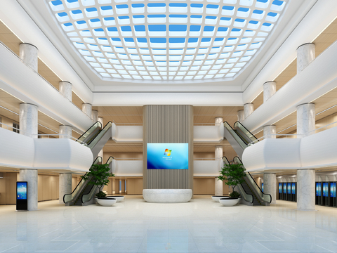  现代医院大厅3d模型 