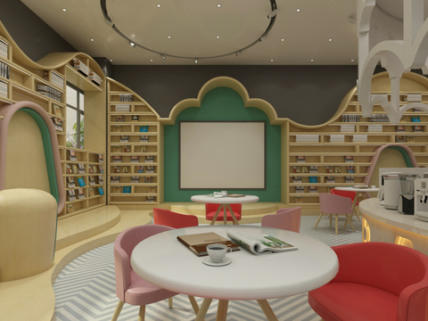  现代幼儿园 儿童阅览活动区3d模型 