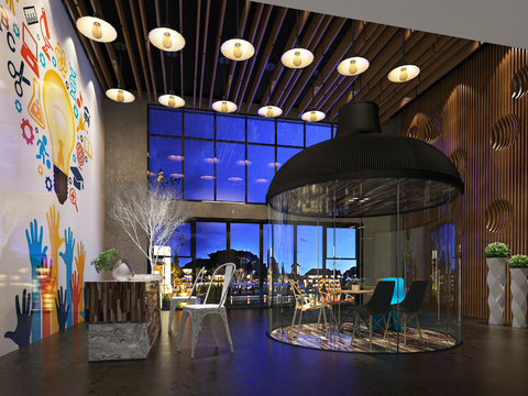  现代商务接待大厅3d模型 