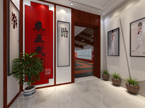  新中式跆拳道 武道培训学校3d模型 