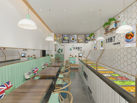  现代自助餐厅3d模型 