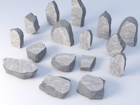  景观石头 入口景石 镜面石头3d模型 