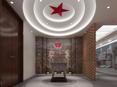  现代党建展厅 消防展厅3d模型 