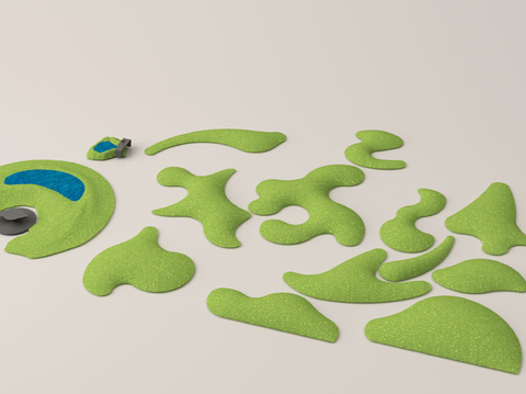  公园绿地景观 微地形3d模型 
