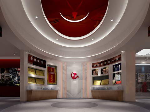  现代队史馆 荣誉展厅 党建3d模型 