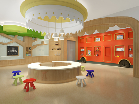  现代幼儿园 体验中心3d模型 