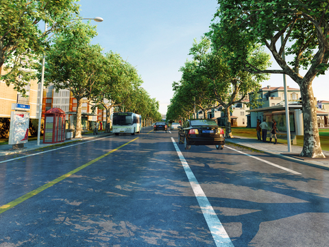  现代道路公路 马路 柏油路3d模型 